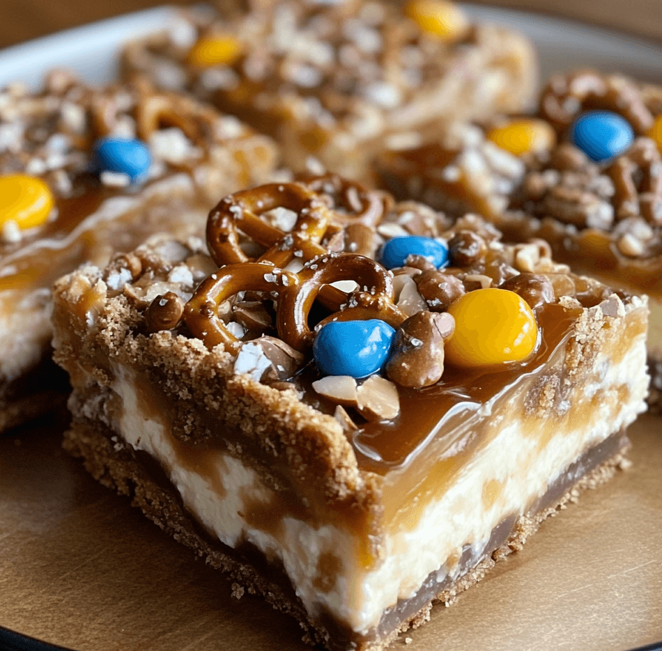 Indulge in These Salty-Sweet Caramel Pretzel Cheesecake Bars