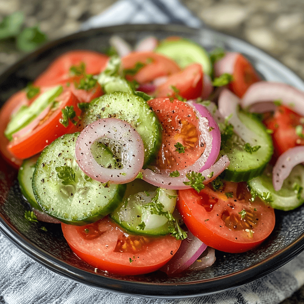 Easy and Flavorful Cucumber, Onion, and Tomato Salad