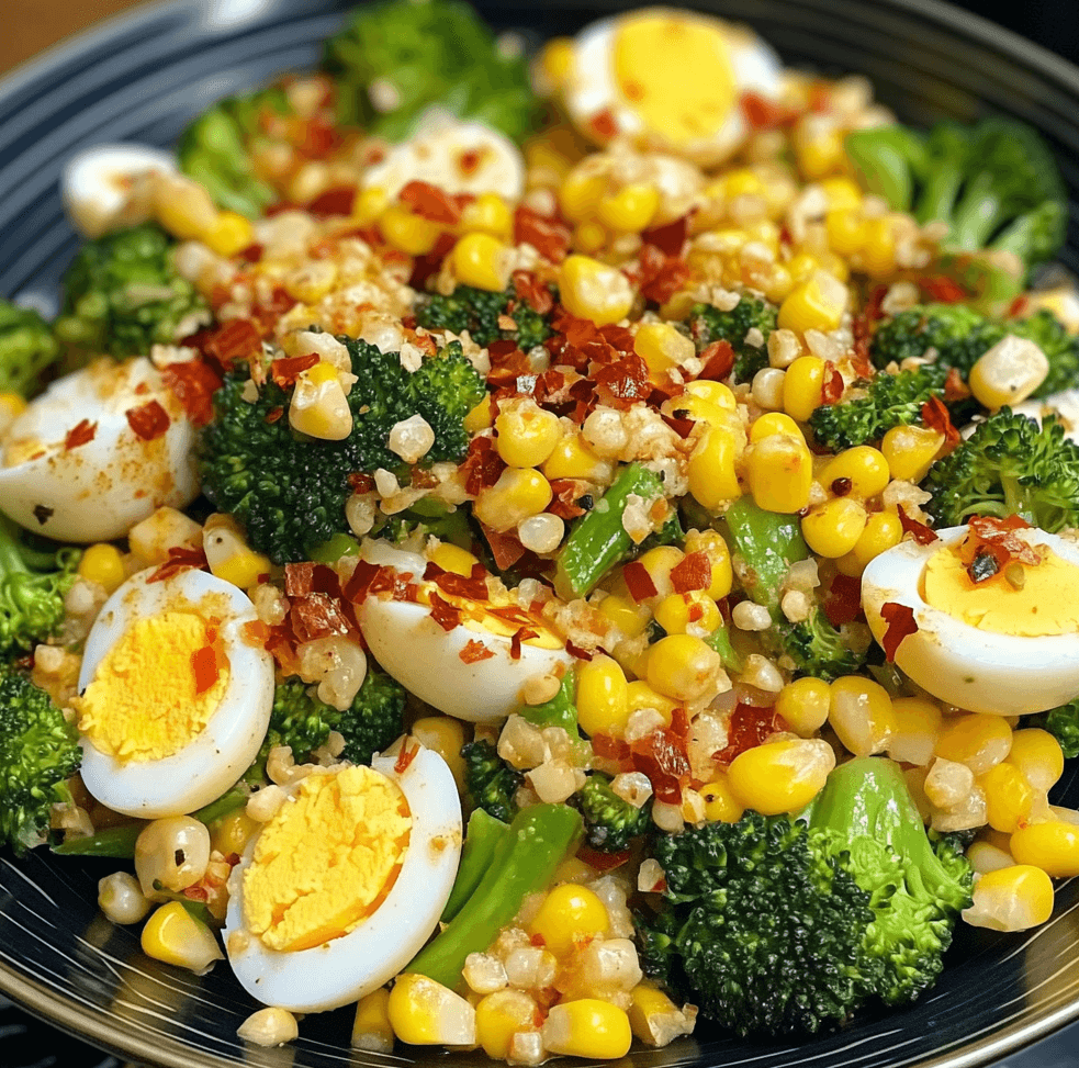 Spicy Egg, Broccoli & Corn Salad: A Quick and Tasty Meal