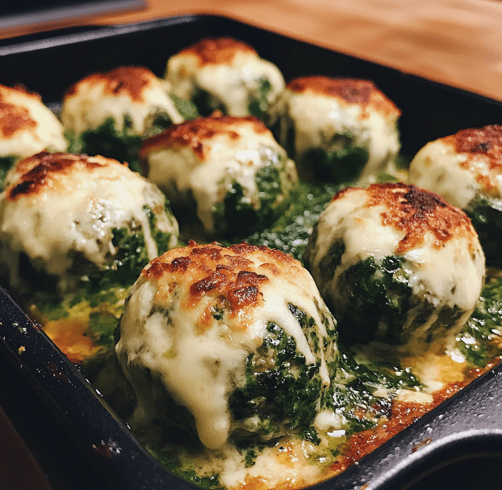 How to Make Spinach Garlic Meatballs Stuffed with Gooey Mozzarella