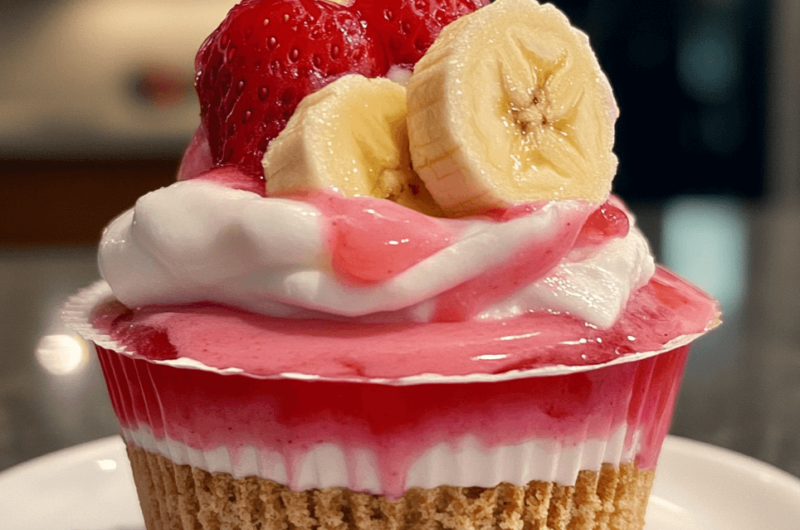 Creamy Strawberry Banana Pudding Cheesecake Cups You'll Love