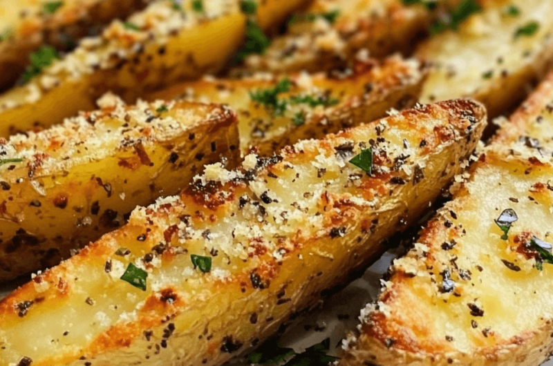 Homemade Baked Garlic Parmesan Potato Wedges – Better Than Fries