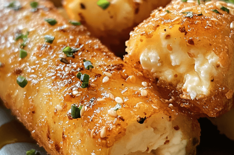 How to Make Crispy Oven-Fried Feta Rolls with Sweet Chili Honey