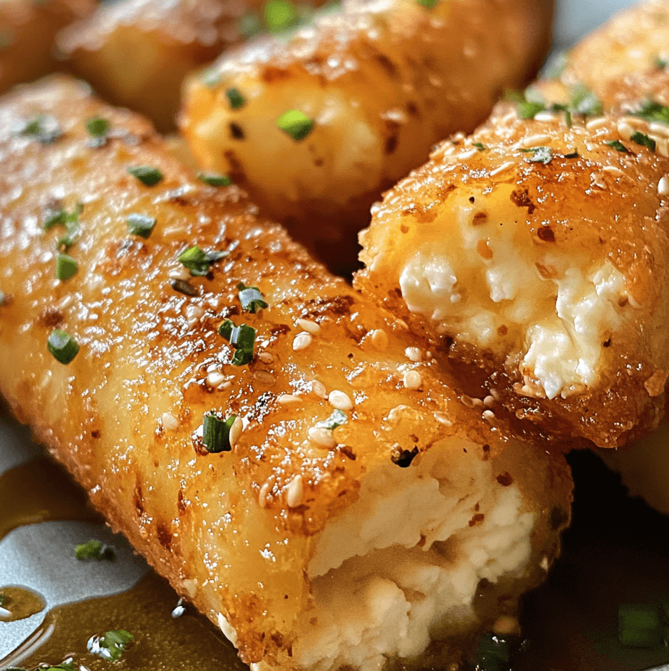 How to Make Crispy Oven-Fried Feta Rolls with Sweet Chili Honey