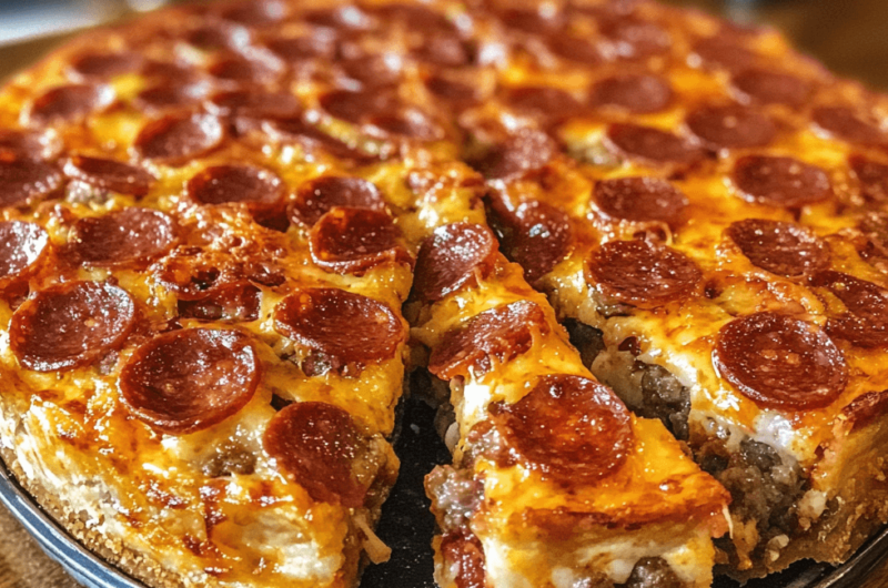 The Best Deep Hamburger Sausage & Pepperoni Pie for Pizza Lovers