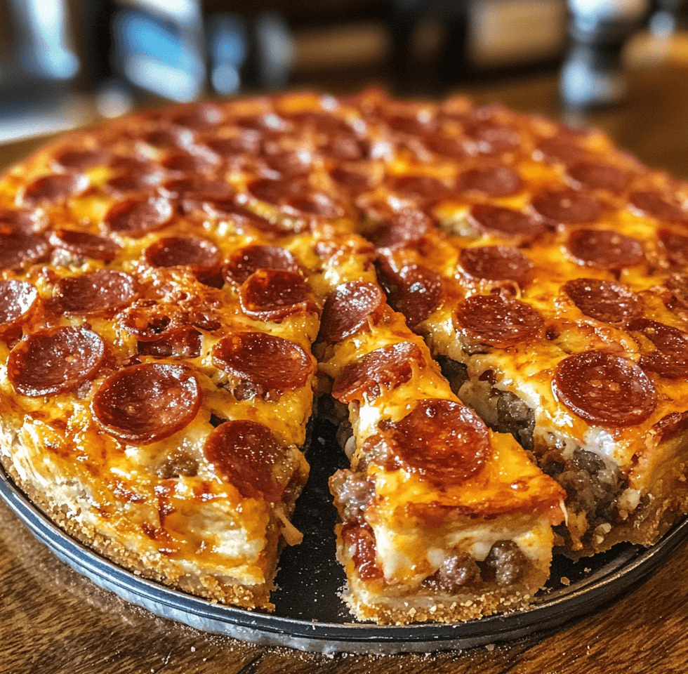 The Best Deep Hamburger Sausage & Pepperoni Pie for Pizza Lovers