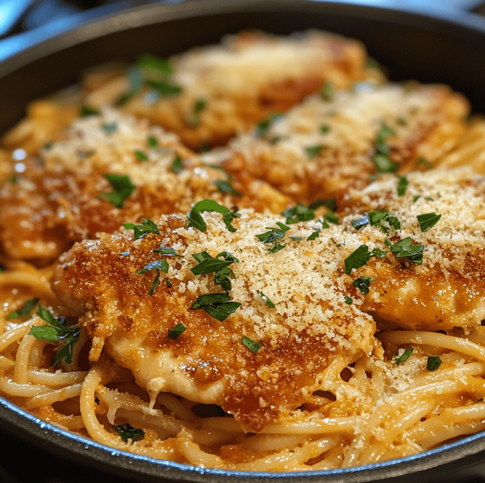 Simple One-Pot Chicken Parmesan Pasta with a Rich Tomato Sauce