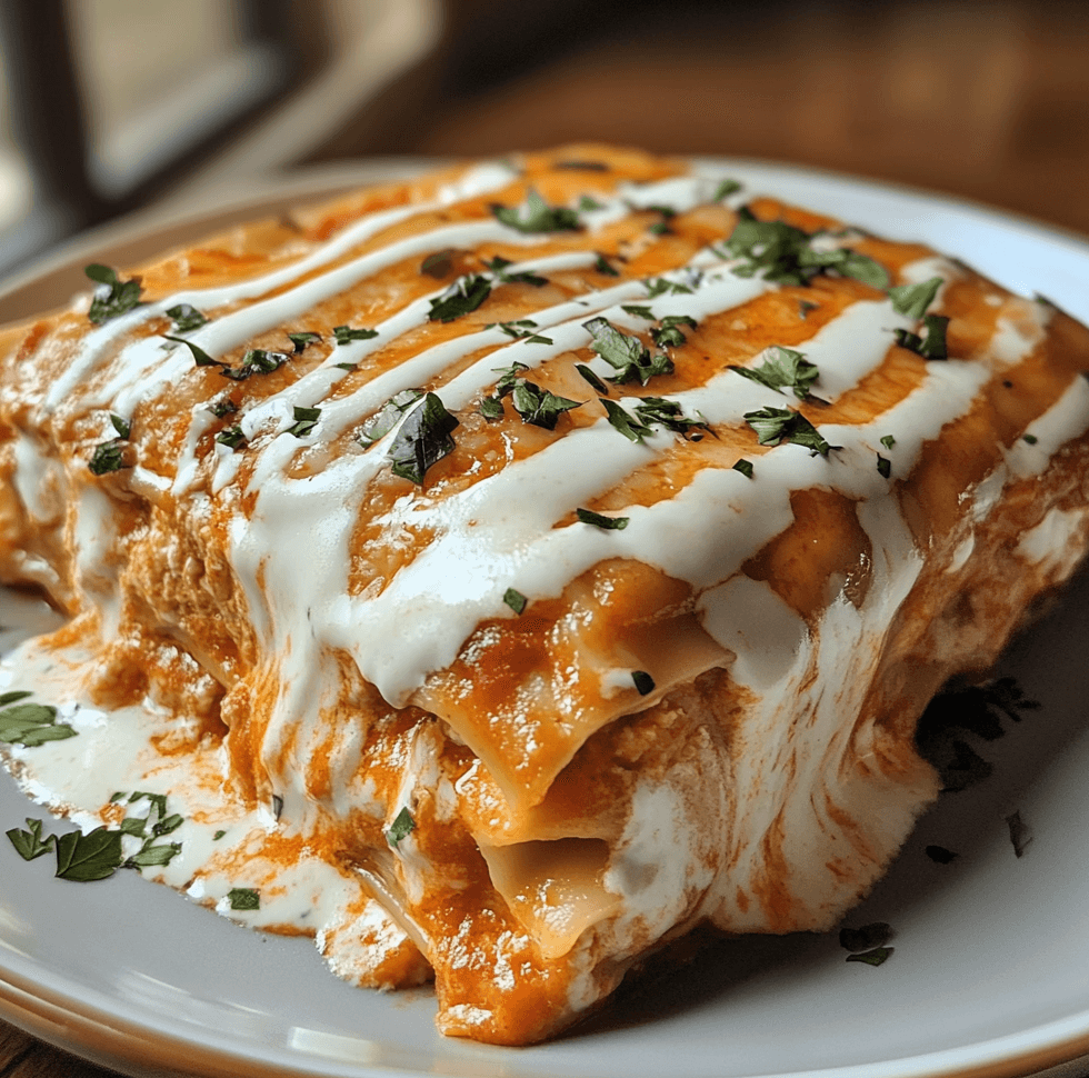 How to Make Cheesy Buffalo Chicken Lasagna with Ranch Drizzle