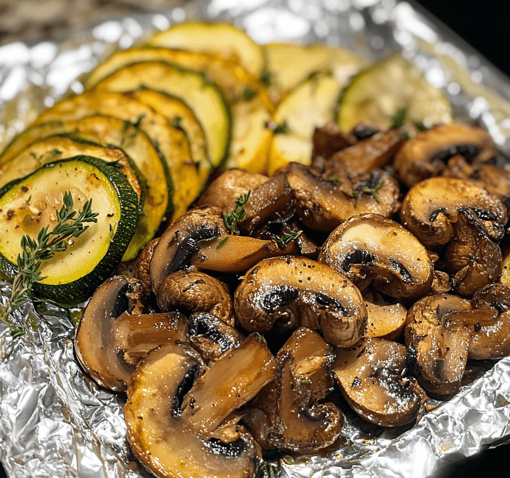 Easy Vegetarian Foil Packets with Zucchini, Mushrooms, and a Hint of Thyme