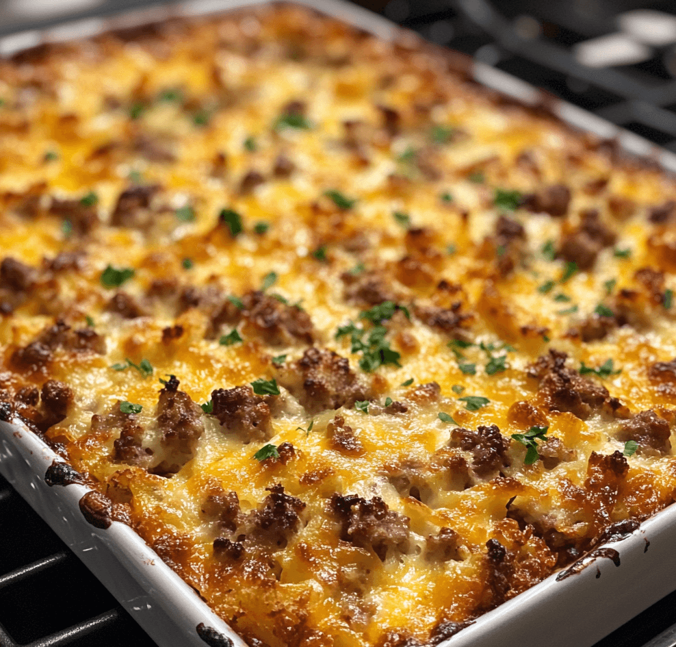 Easy Cheesy Sausage Hashbrown Bake Recipe for Busy Families