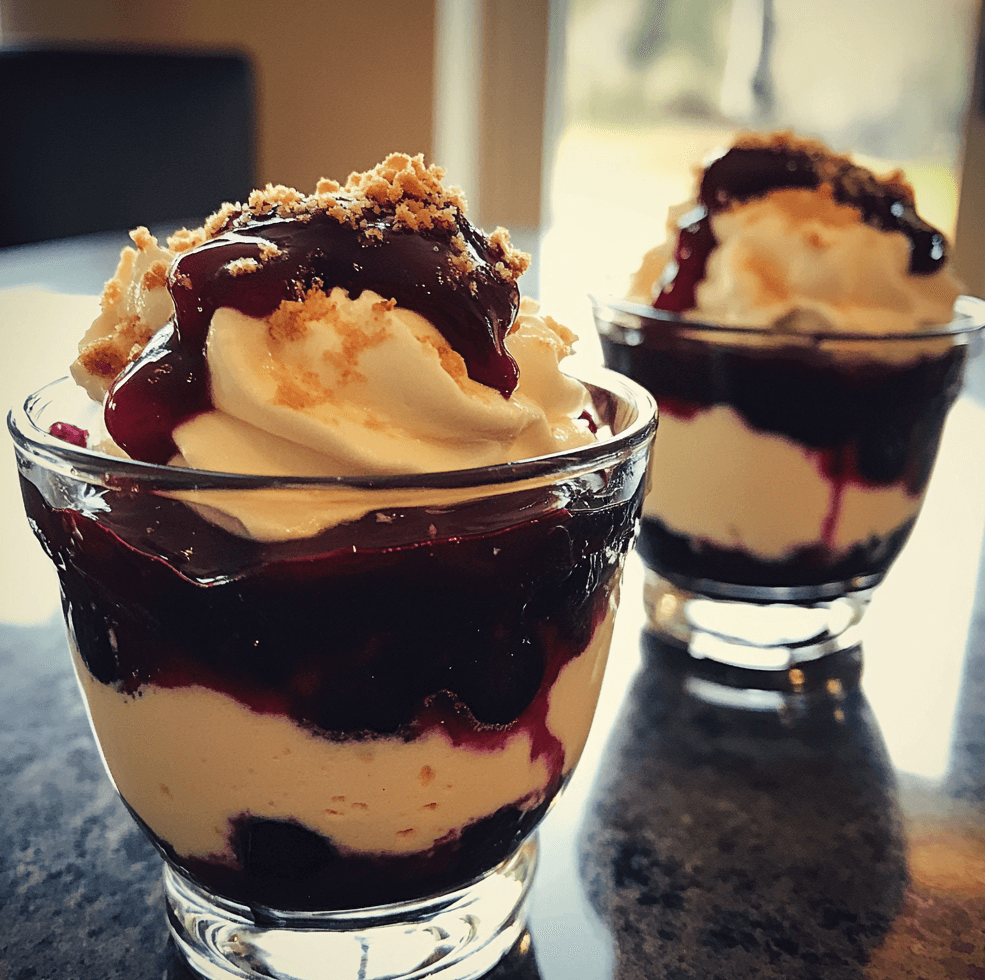 How to Make Cake Trifles with Creamy Cheesecake & Blueberry Sauce