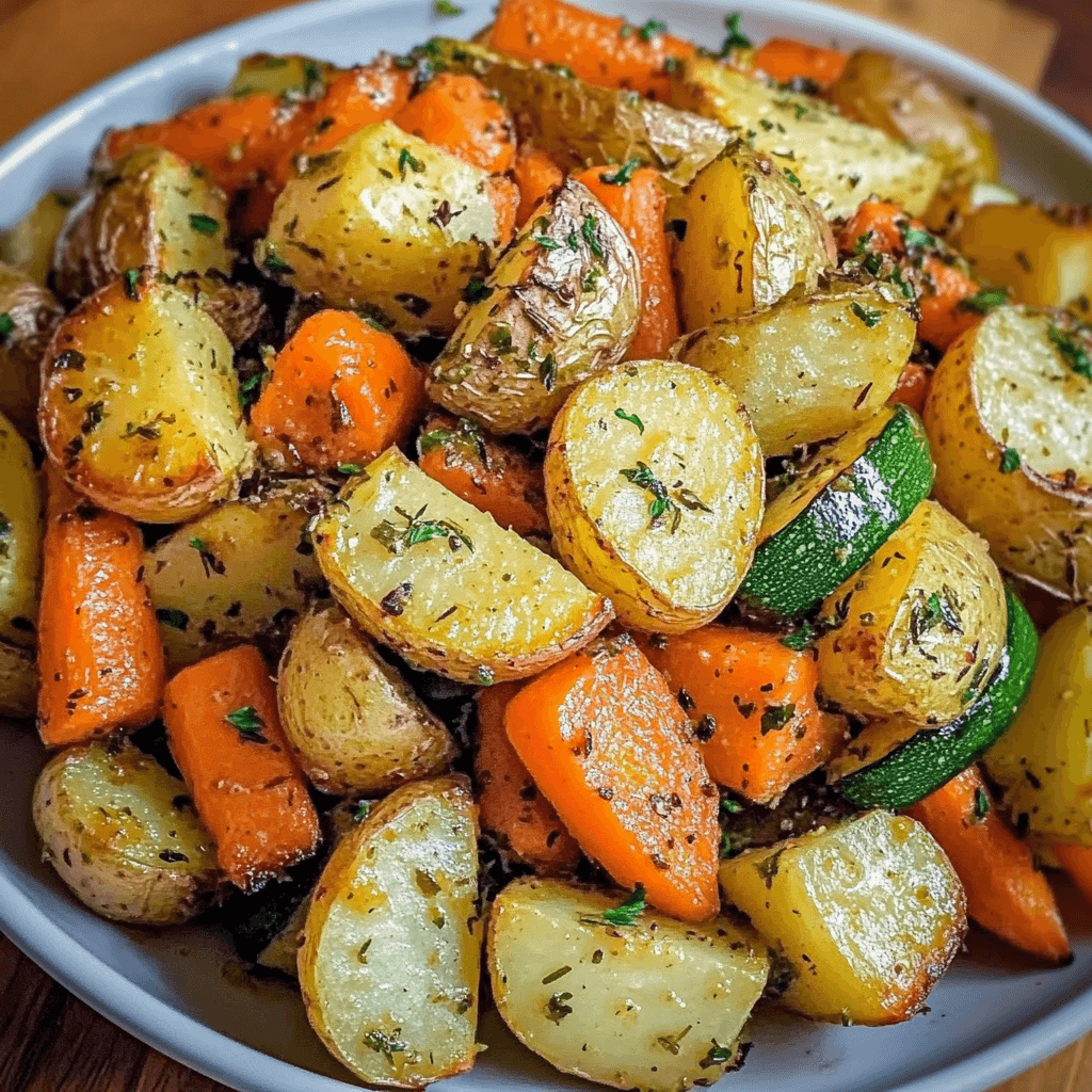 How to Make Garlic Herb Roasted Potatoes, Carrots, and Zucchini