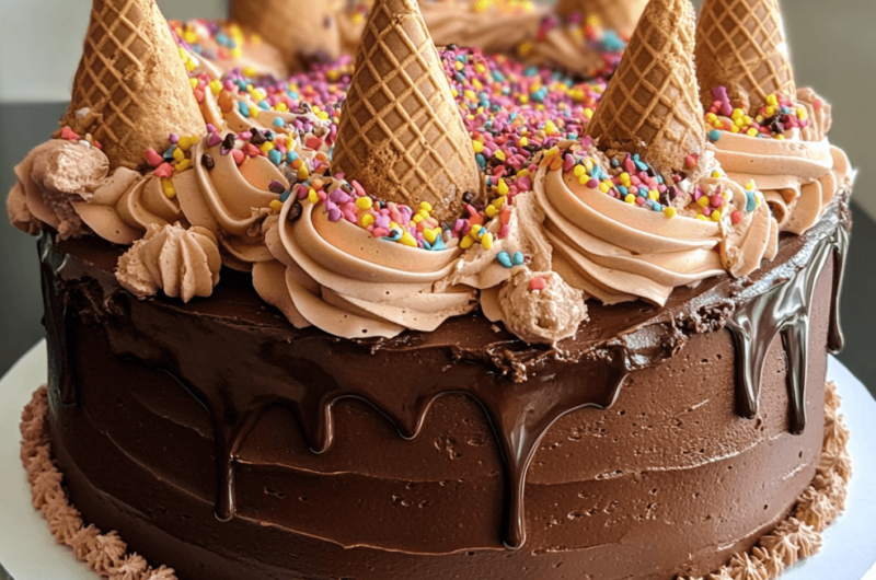 How to Make a Chocolate Cake Decorated With Realistic Ice Cream Cones