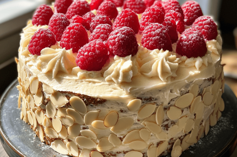 How to Make Almond Raspberry Cake with White Chocolate Amaretto Buttercream