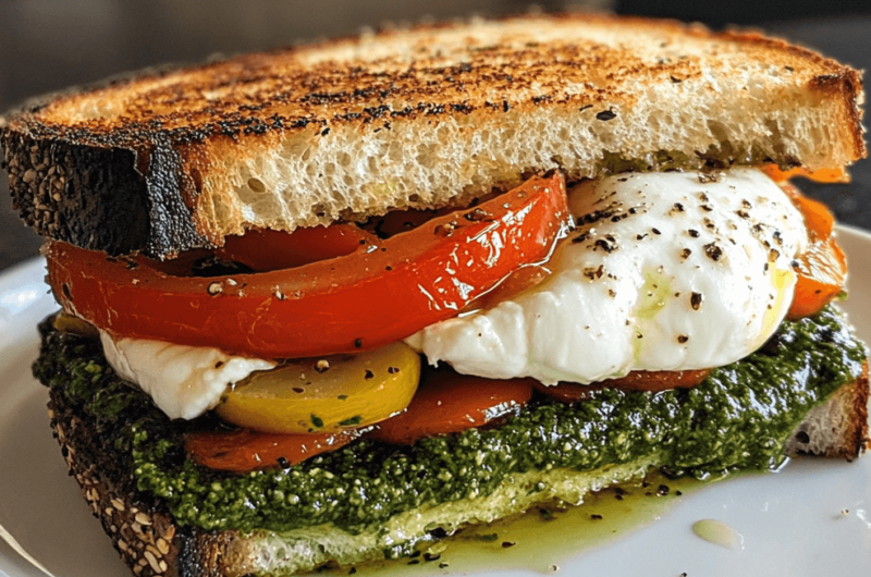 How to Make a Pesto, Burrata & Roasted Vegetable Sandwich