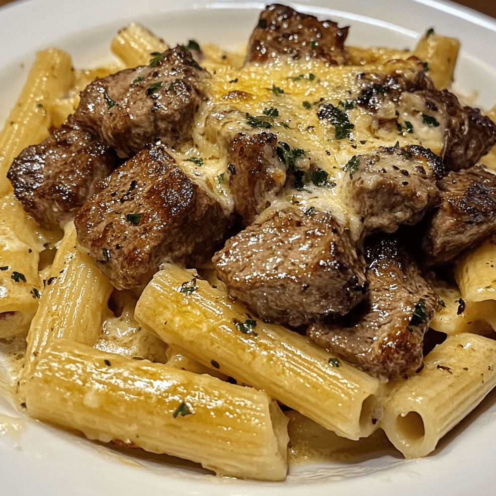 How to Make Garlic Butter Steak Tips with Cheesy Rigatoni 