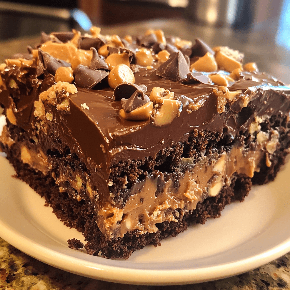 The Best Chocolate Peanut Butter Poke Cake You’ll Ever Taste