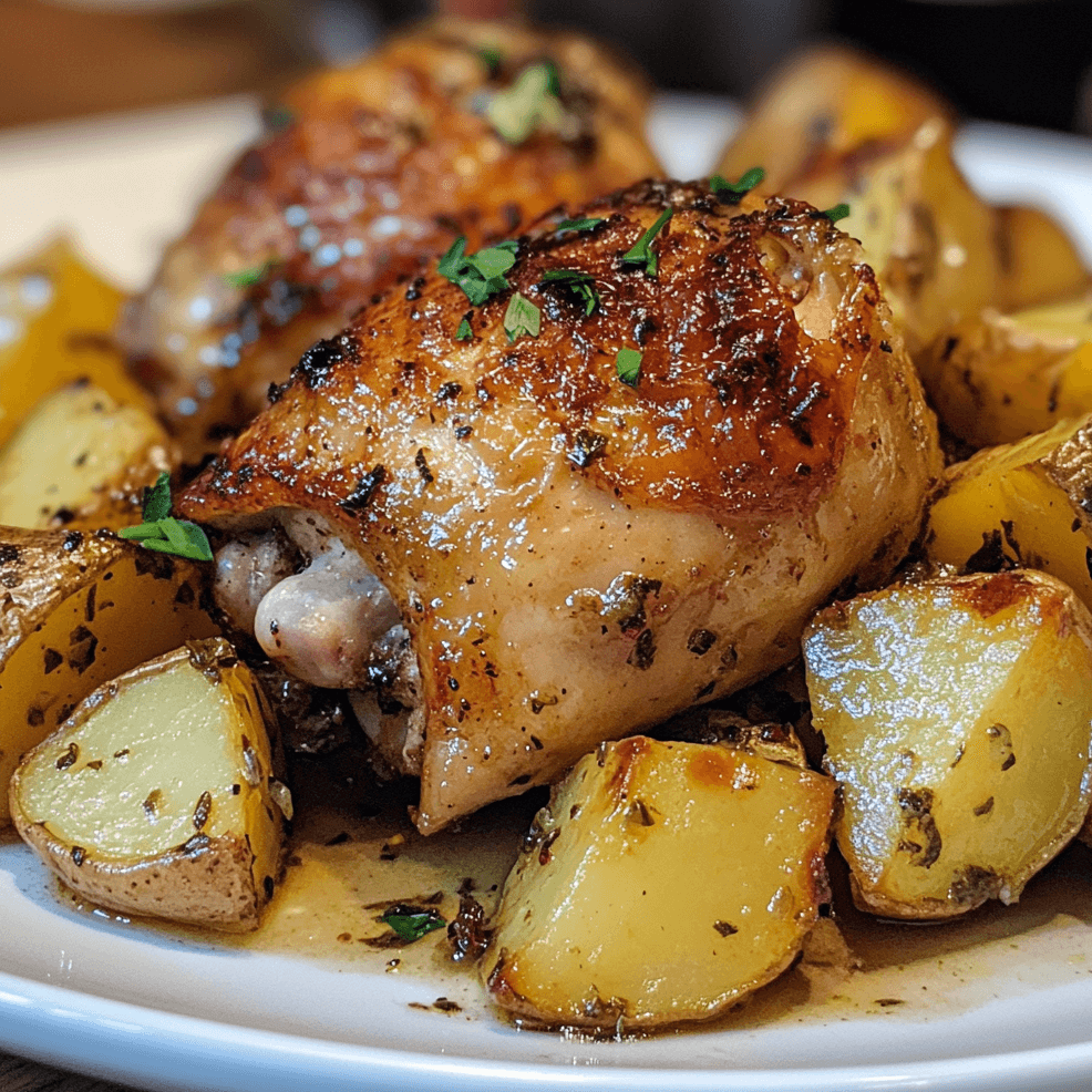 Easy Chicken Under a Brick with Herb Roasted Potatoes Recipe