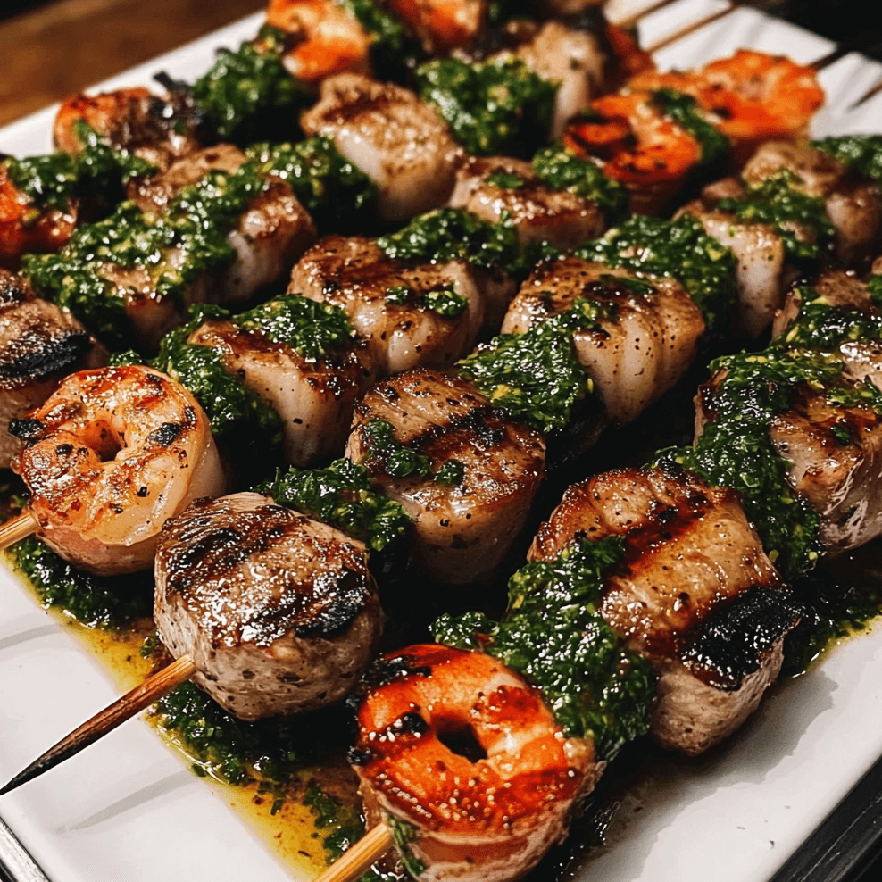 How to Make Grilled Surf & Turf Skewers with Chimichurri