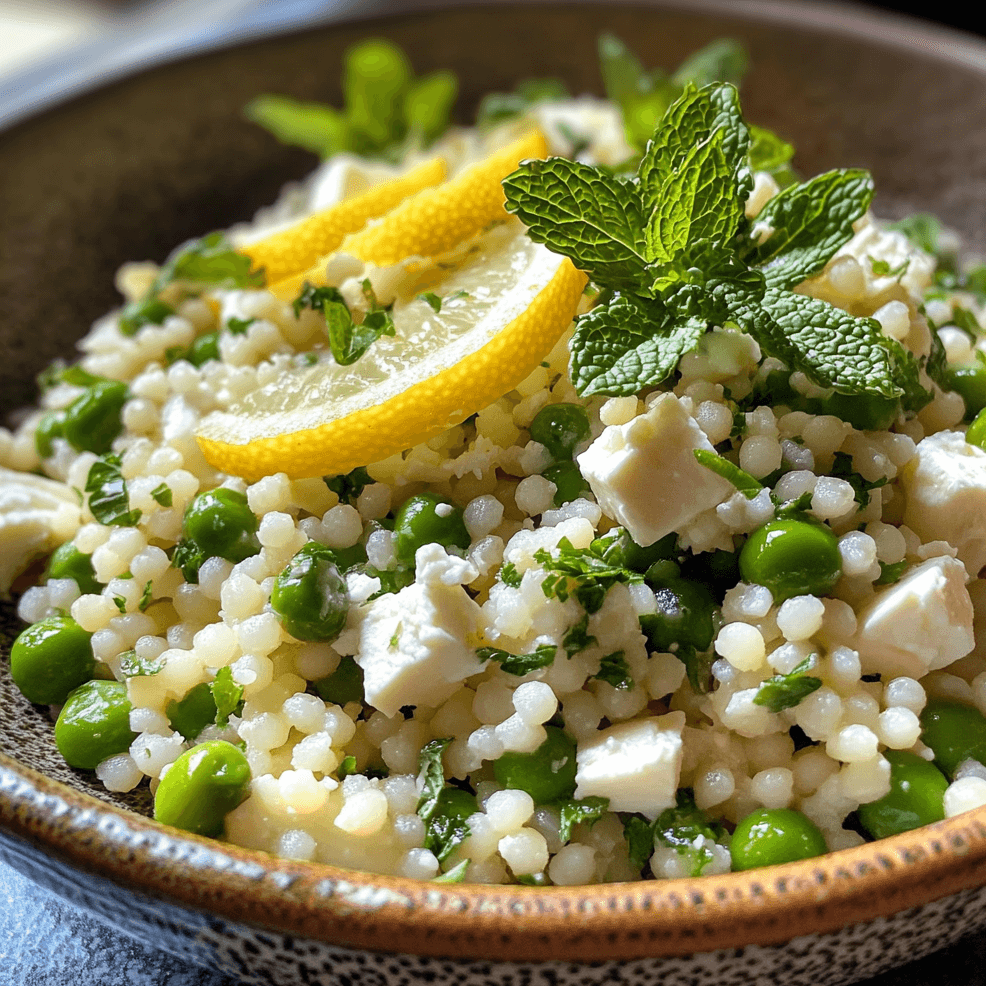 How to Make Pearl Couscous with Lemon, Mint, Peas, Feta, and Pickled Shallots